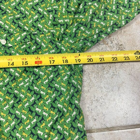 Talbots Shirt Blouse Womens 12 Green Horse Print Button Up Casual - Picture 5 of 9